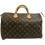 Louis Vuitton speedy brown cloth handbag