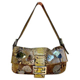 Fendi baguette yellow python handbag