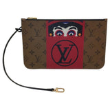 Louis Vuitton neverfull brown cloth clutch bag