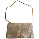 Fendi double f gold leather clutch bag