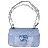 Gucci marmont blue leather handbag