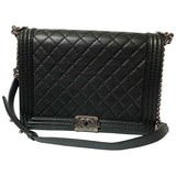 Chanel boy black leather handbag