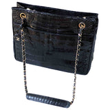 Chanel black alligator handbag