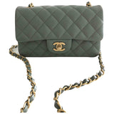 Chanel timeless/classique green leather handbag