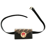 Fendi kan i logo black leather clutch bag
