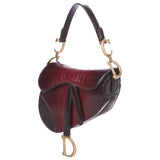 Dior saddle burgundy python handbag