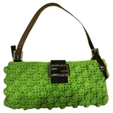 Fendi baguette green wool handbag