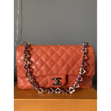 Chanel timeless/classique pink leather handbag