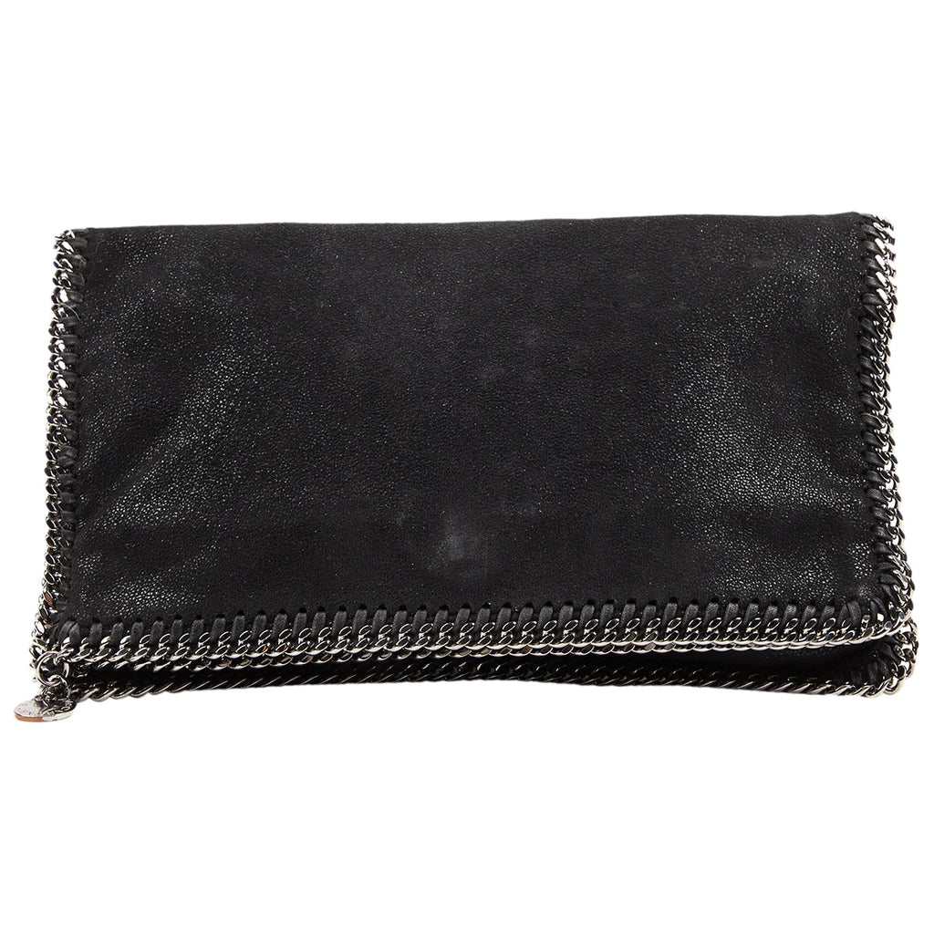 Stella Mccartney falabella black cloth clutch bag