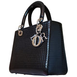 Dior lady dior black leather handbag