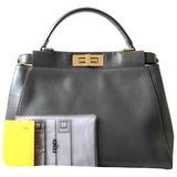 Fendi peekaboo grey leather handbag
