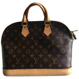 Louis Vuitton alma brown cloth handbag