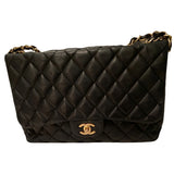 Chanel timeless/classique black leather handbag