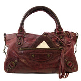 Balenciaga city burgundy leather handbag