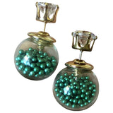 Non Signé / Unsigned art déco green glass earrings