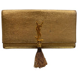 Saint Laurent pompom kate gold leather clutch bag