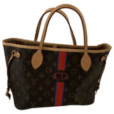 Louis Vuitton neverfull brown cloth handbag