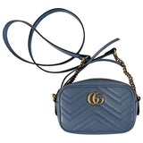 Gucci marmont blue leather handbag