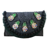 Uterque black wicker clutch bag