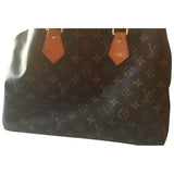 Louis Vuitton speedy brown cloth handbag