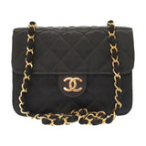 Chanel timeless/classique black cloth handbag
