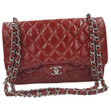 Chanel timeless/classique red patent leather handbag
