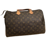Louis Vuitton speedy brown cloth handbag