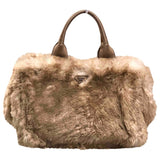 Prada beige faux fur handbag