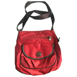 Lancel red cotton clutch bag