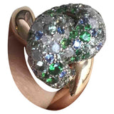 Pomellato tango green pink gold rings