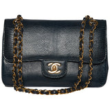 Chanel timeless/classique blue lizard handbag