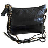 Chanel gabrielle black leather handbag