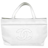 Chanel white leather handbag