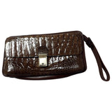 Non Signé / Unsigned brown crocodile bag