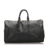 Louis Vuitton keepall black leather travel bag