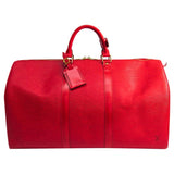 Louis Vuitton keepall red leather travel bag