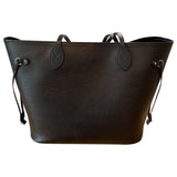 Louis Vuitton neverfull black leather handbag