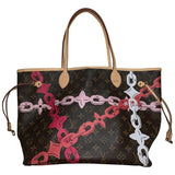 Louis Vuitton neverfull brown cloth handbag