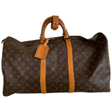 Louis Vuitton keepall brown cloth travel bag