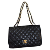 Chanel timeless/classique black leather handbag