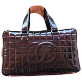 Chanel black patent leather handbag