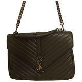 Saint Laurent collége monogramme khaki leather handbag