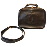 Chanel vanity brown leather handbag