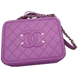 Chanel vanity purple leather handbag