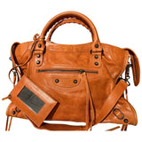 Balenciaga city orange leather handbag