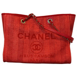 Chanel deauville red cloth handbag