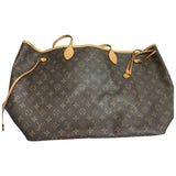 Louis Vuitton neverfull brown cloth handbag