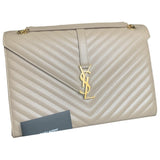 Saint Laurent satchel monogramme beige leather handbag
