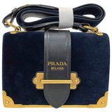 Prada cahier navy velvet handbag
