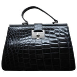 Lancel black crocodile handbag
